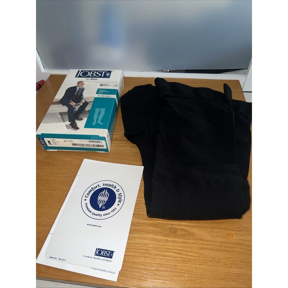 JOBST for Men Medical Compression Socks 20-30 mmHG Thigh Stocking Large Black